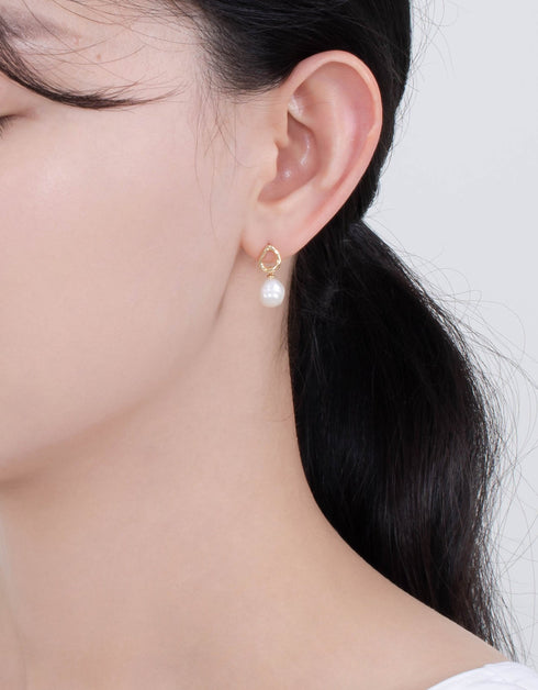 Sterling Silver Teardrop Freshwater Pearl Drop Earrings